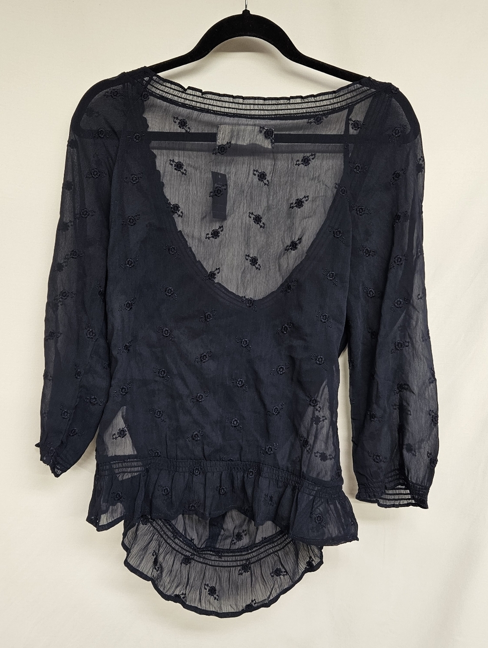Abercrombie & Fitch Sheer Button Ruffle Cardigan Blouse Medium NWT $68 Retail - Picture 4 of 10